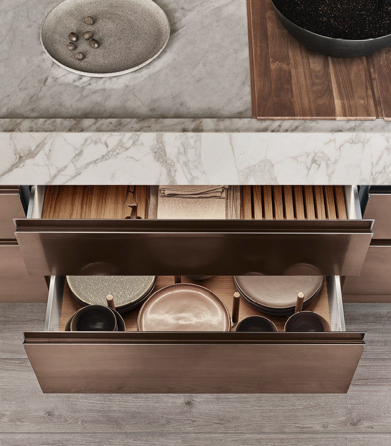Italian luxury interiors kitchen table cabinet utensils wine keeper