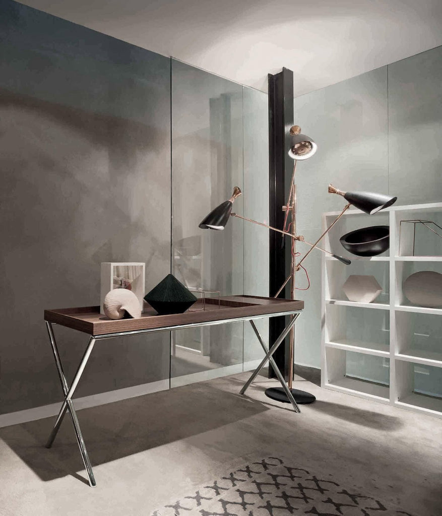 Italian luxury interiors room wood metal table