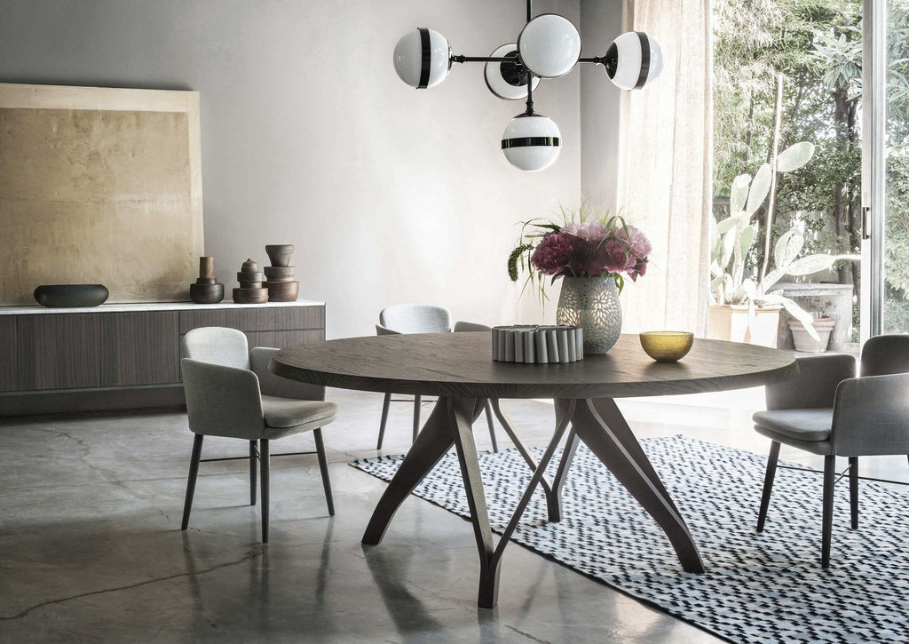 Italian luxury interiors living room kitchen room wood fabric chair armchair
