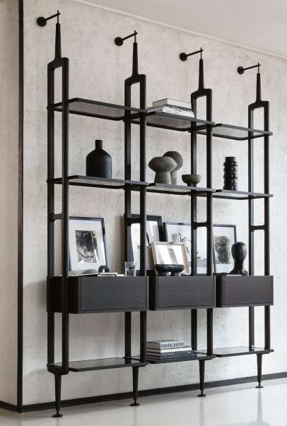 Italian luxury interiors furniture wall shelf bookshelf shelving