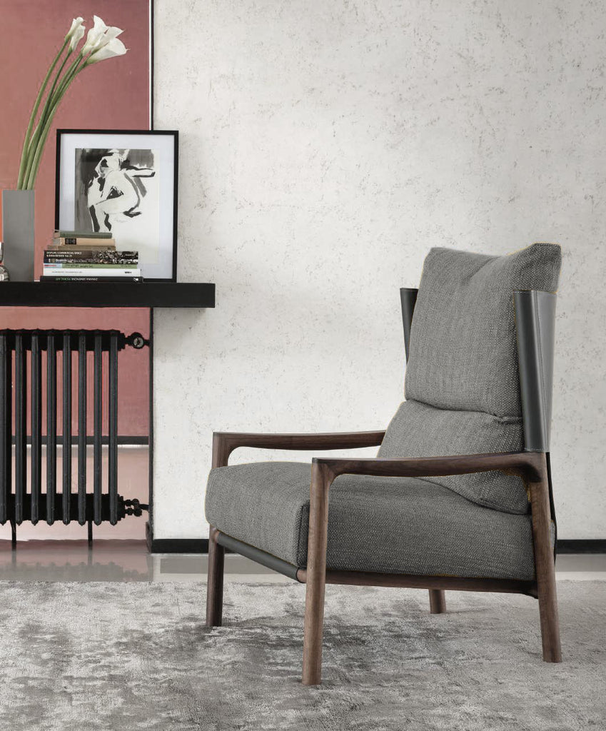 Italian luxury interiors room chair fabric wood armchair