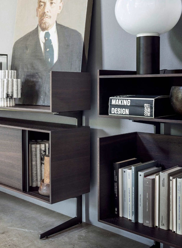 Italian luxury interiors room sideboard cabinet drawer organiser bookshelf shelving bookcase