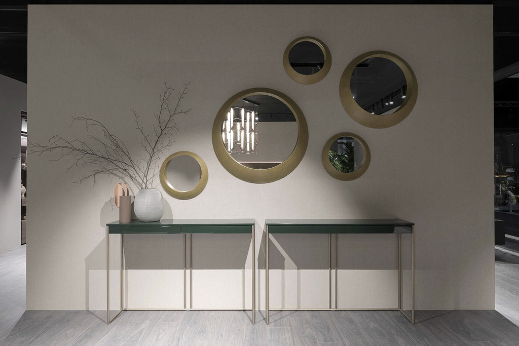 Italian luxury interiors room desk side table wood metal