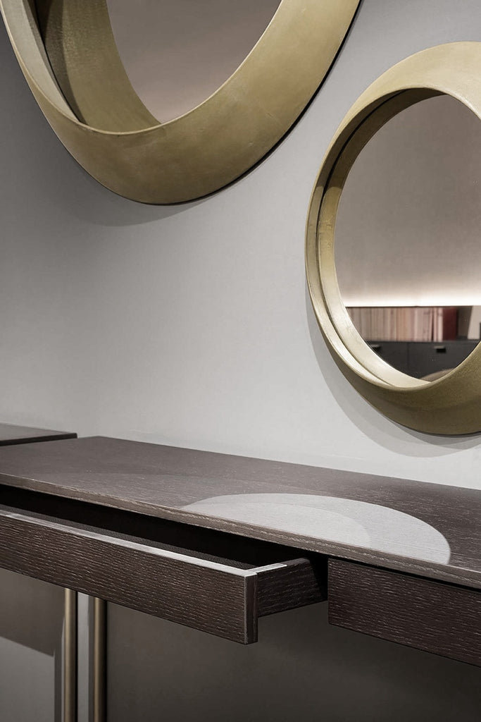 Italian luxury interiors room desk side table wood metal