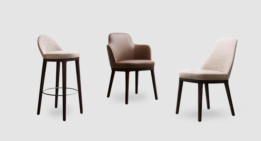 Italian luxury interiors office room fabric wood custom chair armchair stool