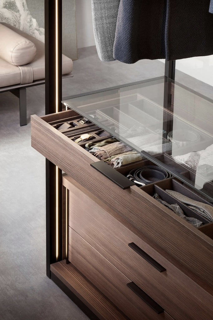 Italian luxury interiors custom open wood wardrobe