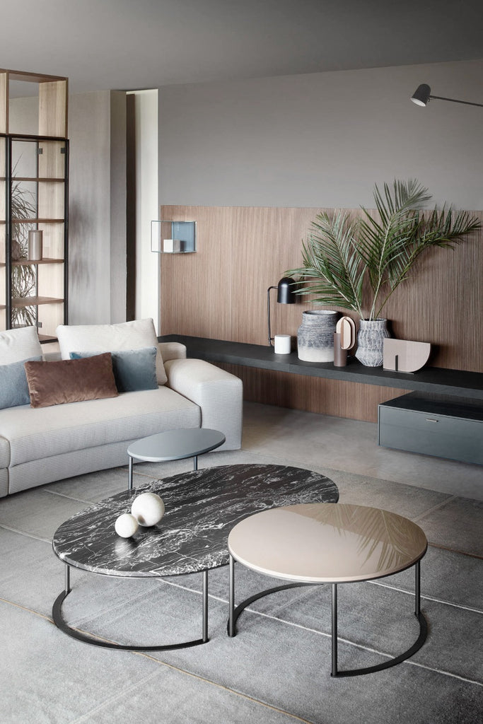 Italian luxury interiors living room custom coffee table side table marble wood stone