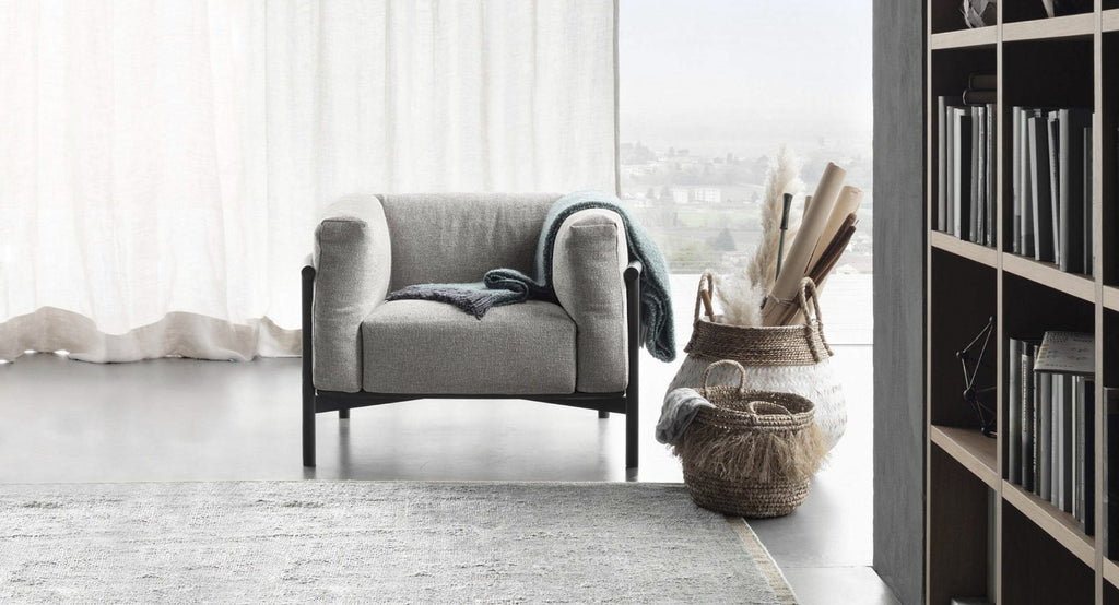 Italian luxury interiors living room custom fabric wood armchair