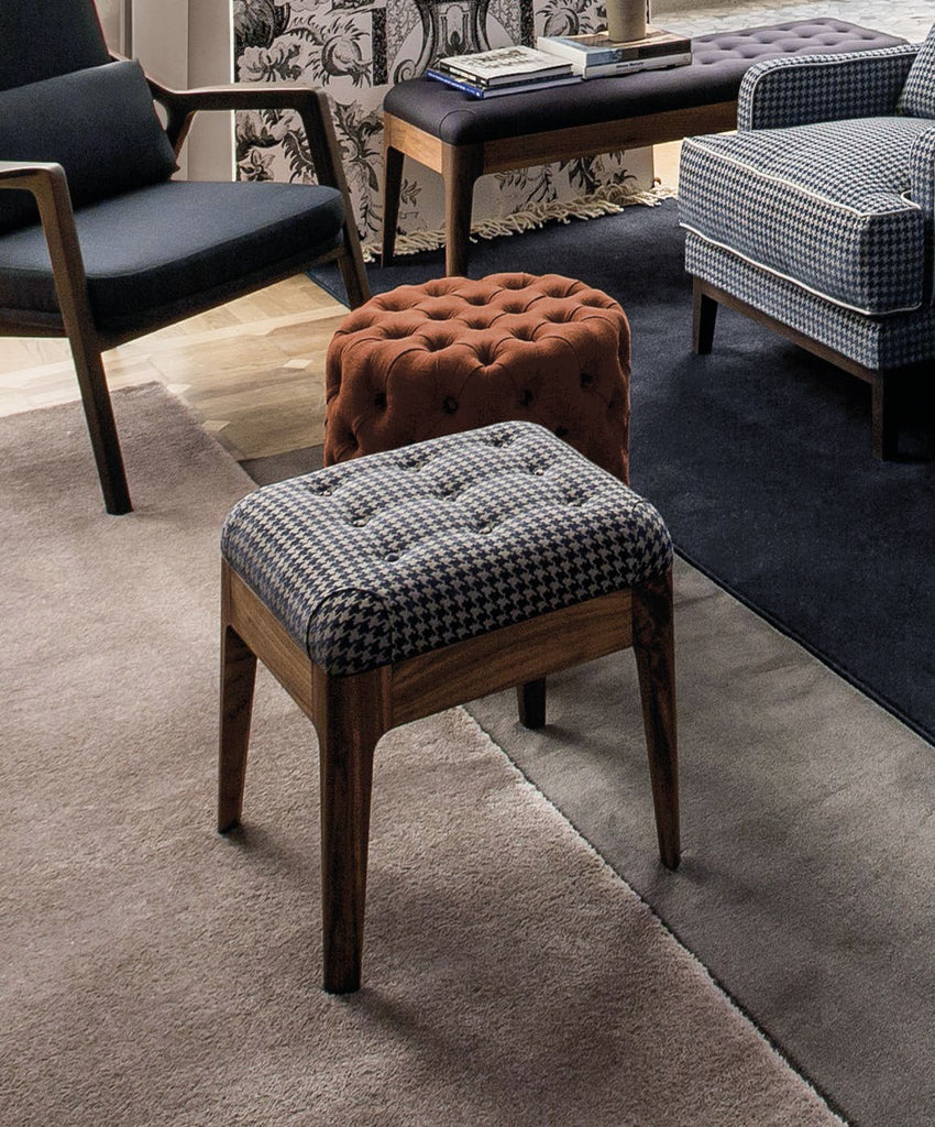 Italian luxury interiors living room indoor wood fabric bench