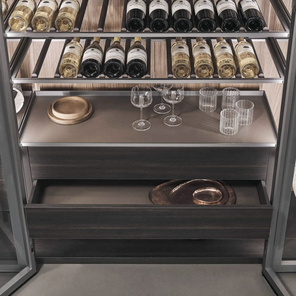 Italian luxury interiors custom wall unit shelf shelving wine keeper