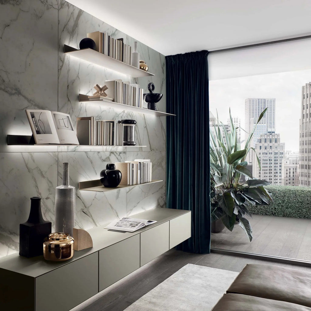 Italian luxury interiors LED Lighting shelf storage